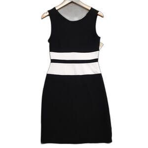 Boston Proper Women Cocktail Dress Black and White Colorblock Sleeveless Size XS